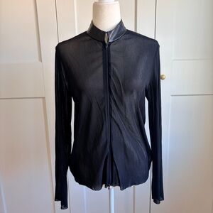 Vivienne Tam Black Sheer Long Sleeve Zipper Top | 4